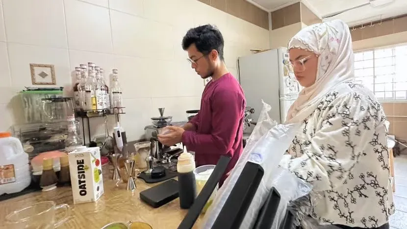 The Brewprint team preparing drinks at the home café’s espresso bar